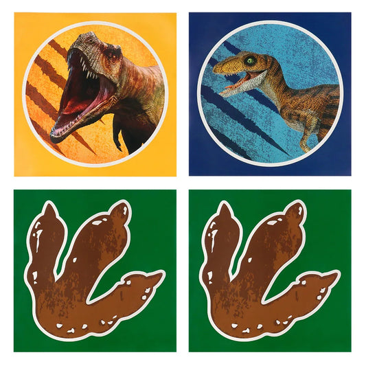 Set 4 feuilles d'autocollants T-Rex (20 x 20 cm)