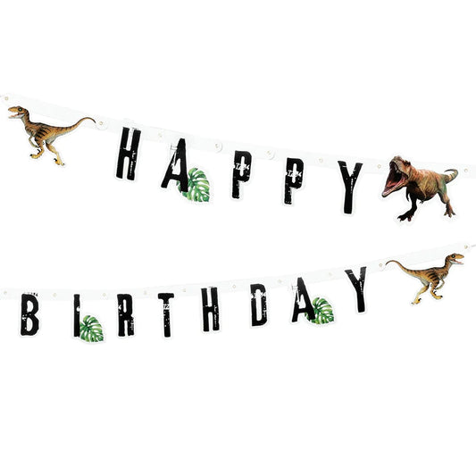 Guirlande de lettre en carton T-Rex 'Happy Birthday' (205 cm)