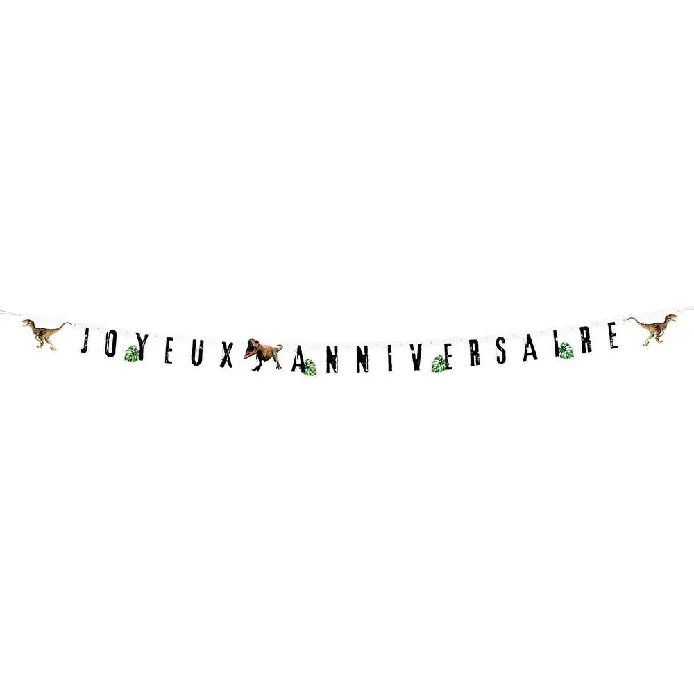 Guirlande de lettre en carton T-Rex 'Joyeux Anniversaire' (250 cm)