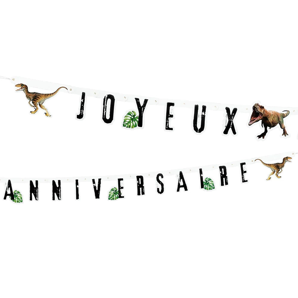 Guirlande de lettre en carton T-Rex 'Joyeux Anniversaire' (250 cm)