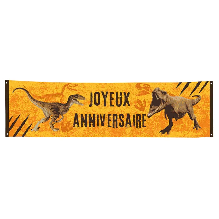 Bannière en polyester T-Rex 'Joyeux Anniversaire' (50x180 cm)