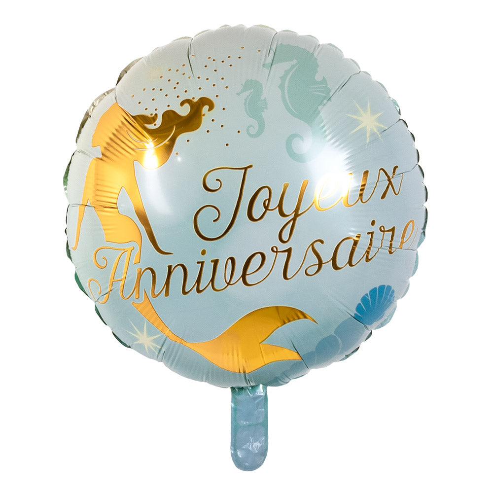 Ballon en aluminium Sirène 'Joyeux Anniversaire'