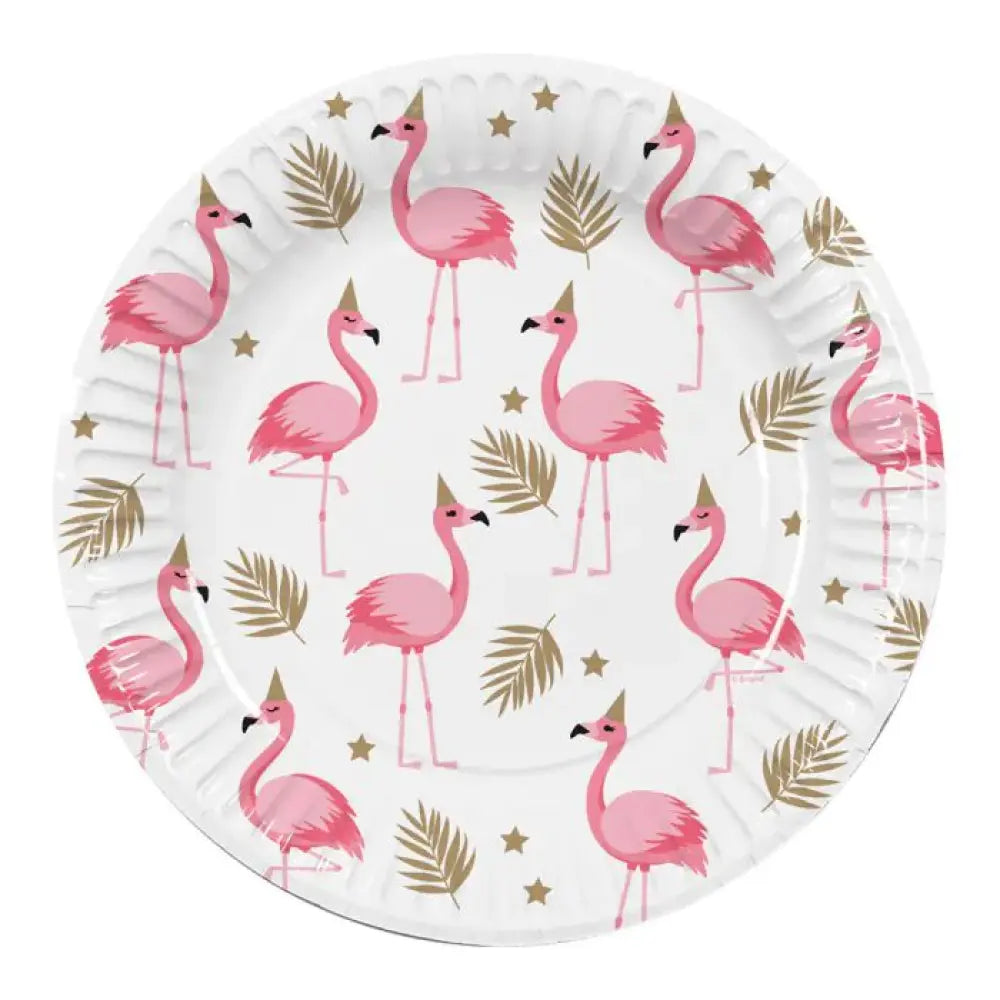 10 Assiettes en Papier D23cm - Flamant Rose