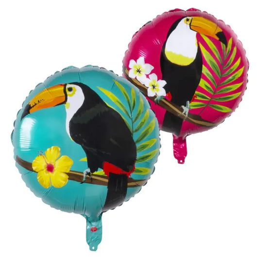 Ballon Alu 45cm - Toucan Tropique - Double Face
