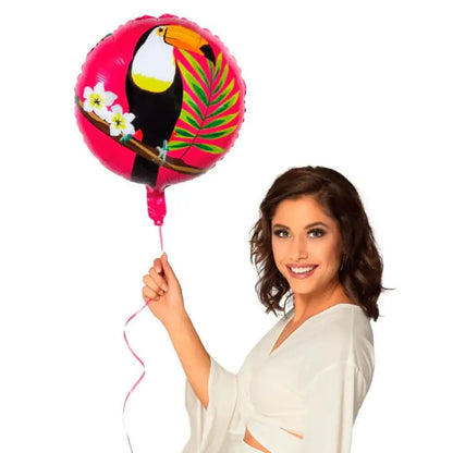 Ballon Alu 45cm - Toucan Tropique - Double Face