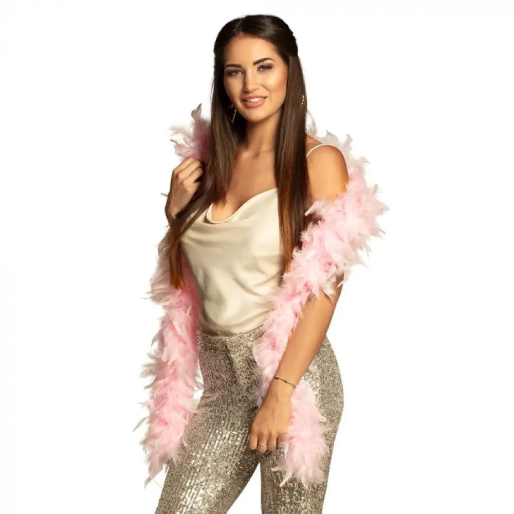 Boa à plumes Rose Clair 65 Grs 180 cm
