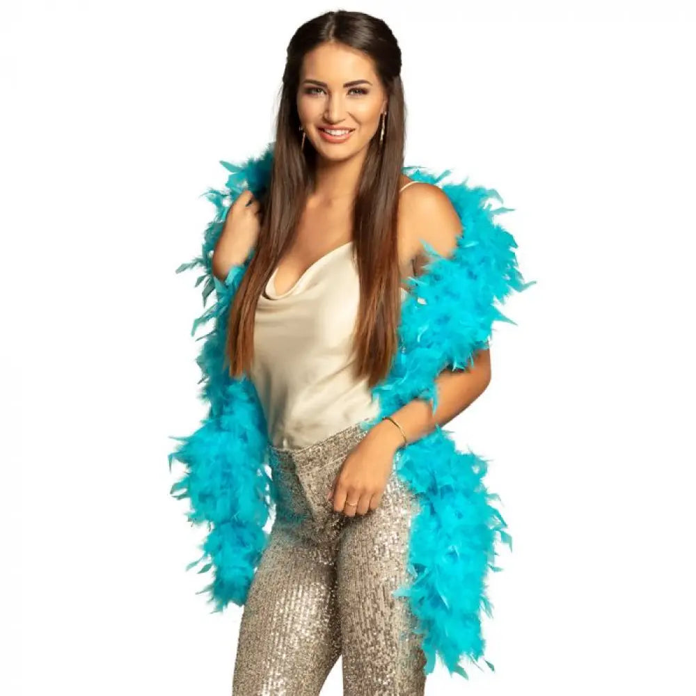 Boa à plumes Turquoise 65 Grs 180 cm