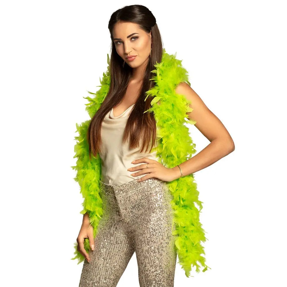 Boa à plumes Vert citron 65 Grs 180 cm
