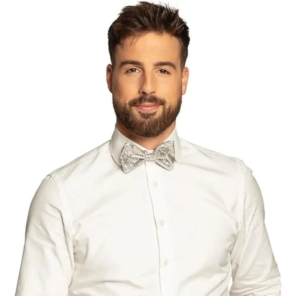 Nœud Papillon Paillettes Argent