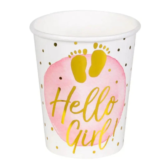 6 Gobelets en Carton 25cm - Hello Girl