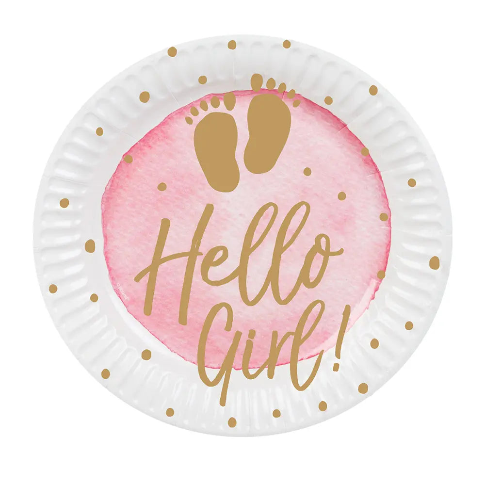 10 Assiettes en Carton D22cm - 'Hello Girl!'
