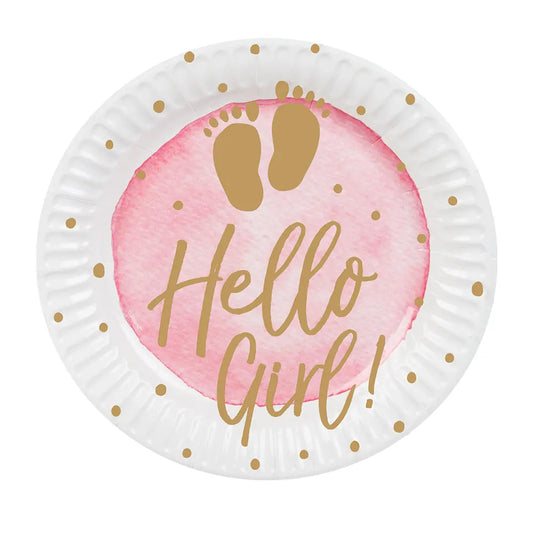 10 Assiettes en Carton D22cm - 'Hello Girl!'
