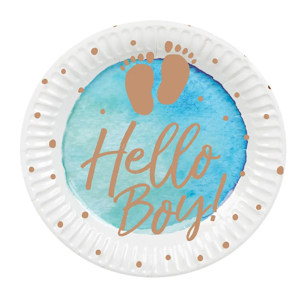 10 Assiettes en Carton D22cm - 'Hello Boy!'