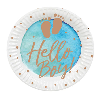 10 Assiettes en Carton D22cm - 'Hello Boy!'
