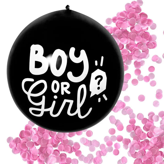 Ballon de Confettis en latex - 'Boy or Girl' - Confettis ROSE