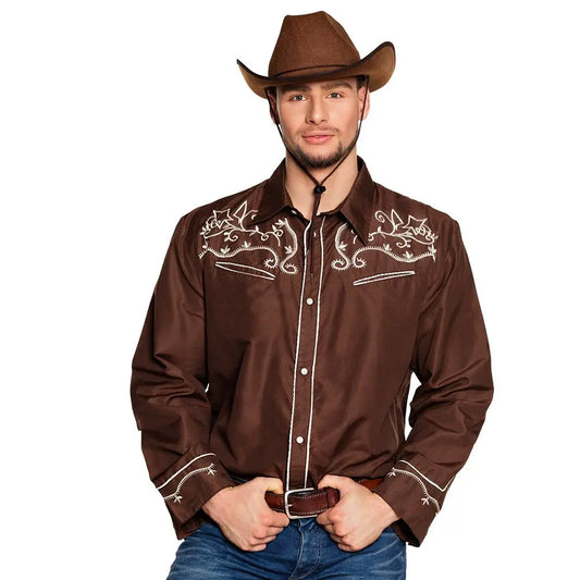 Chemise Western Brun - L