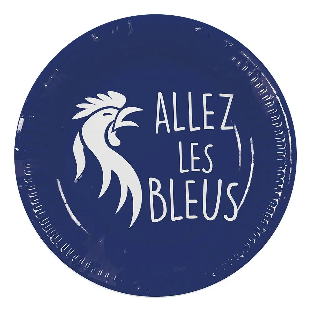 8 Assiettes en Carton D23cm - France "Allez les Bleus"