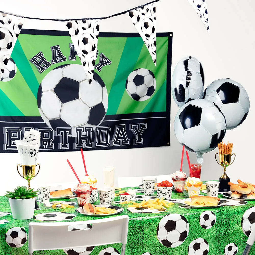 Drapeau polyester Football 'HAPPY BIRTHDAY'.