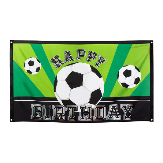 Drapeau polyester Football 'HAPPY BIRTHDAY'.