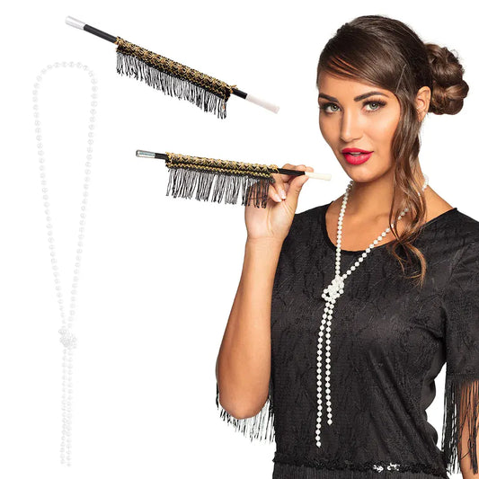 Set Années Folles (collier et fume cigarette 31 cm)