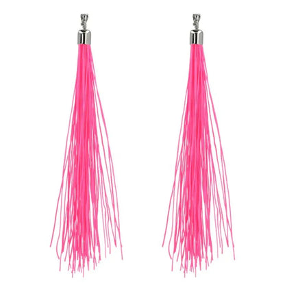 Paire de Pendants d'Oreille ''Festival'' Rose Fluo (20 cm)