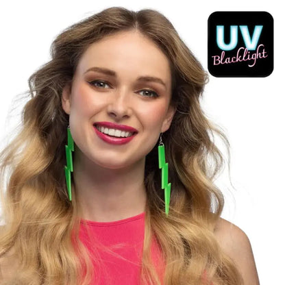 Paire de Pendants d'Oreille ''Flash'' Vert Fluo