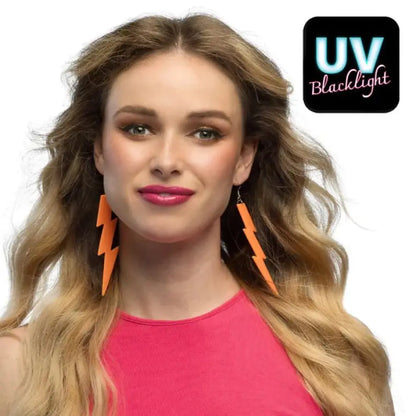 Paire de Pendants d'Oreille ''Flash'' Orange Fluo