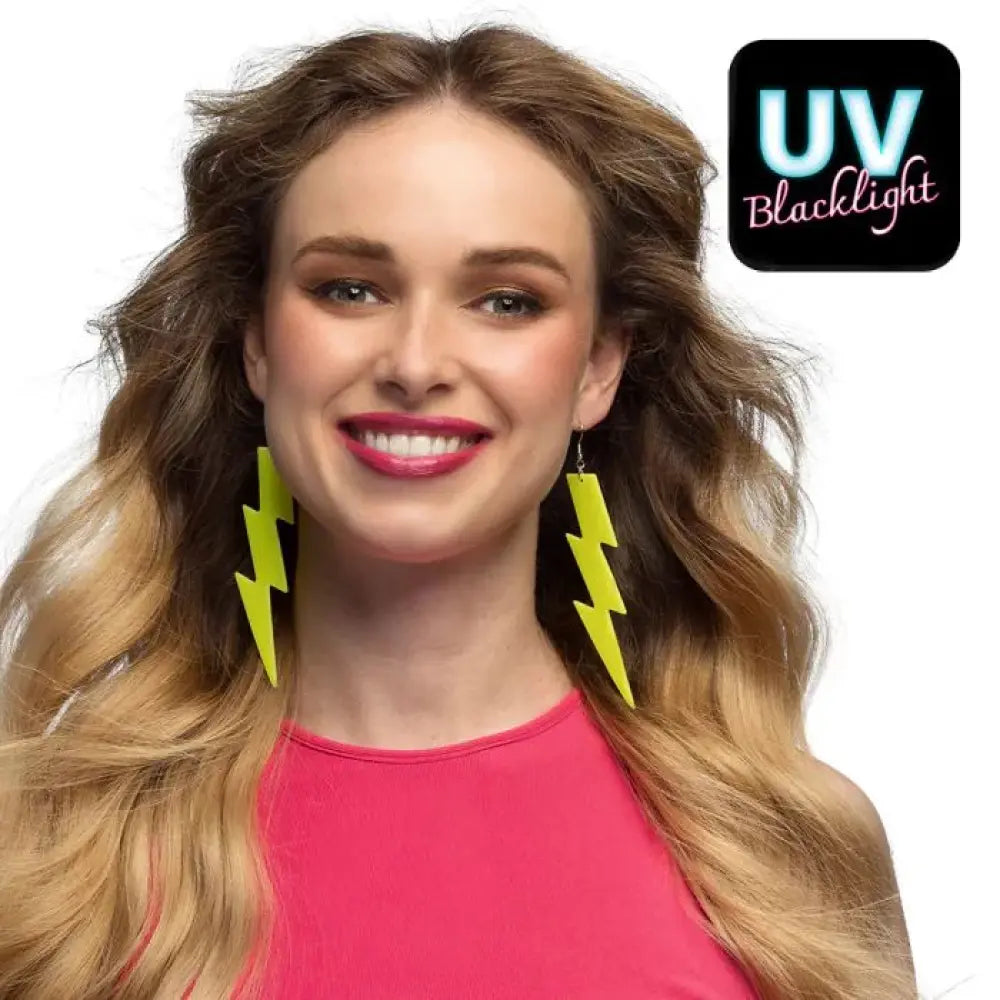 Paire de Pendants d'Oreille ''Flash'' Jaune Fluo