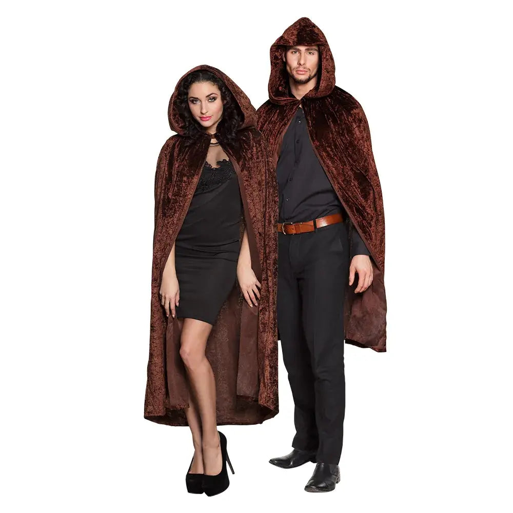 Cape à Capuche - Luxe Velours - Marron - 170 cm