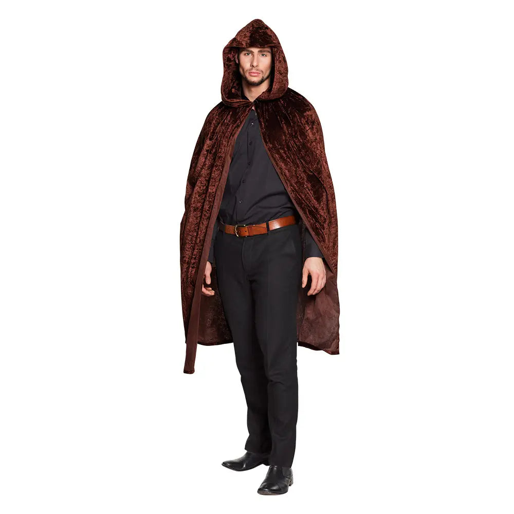 Cape à Capuche - Luxe Velours - Marron - 170 cm