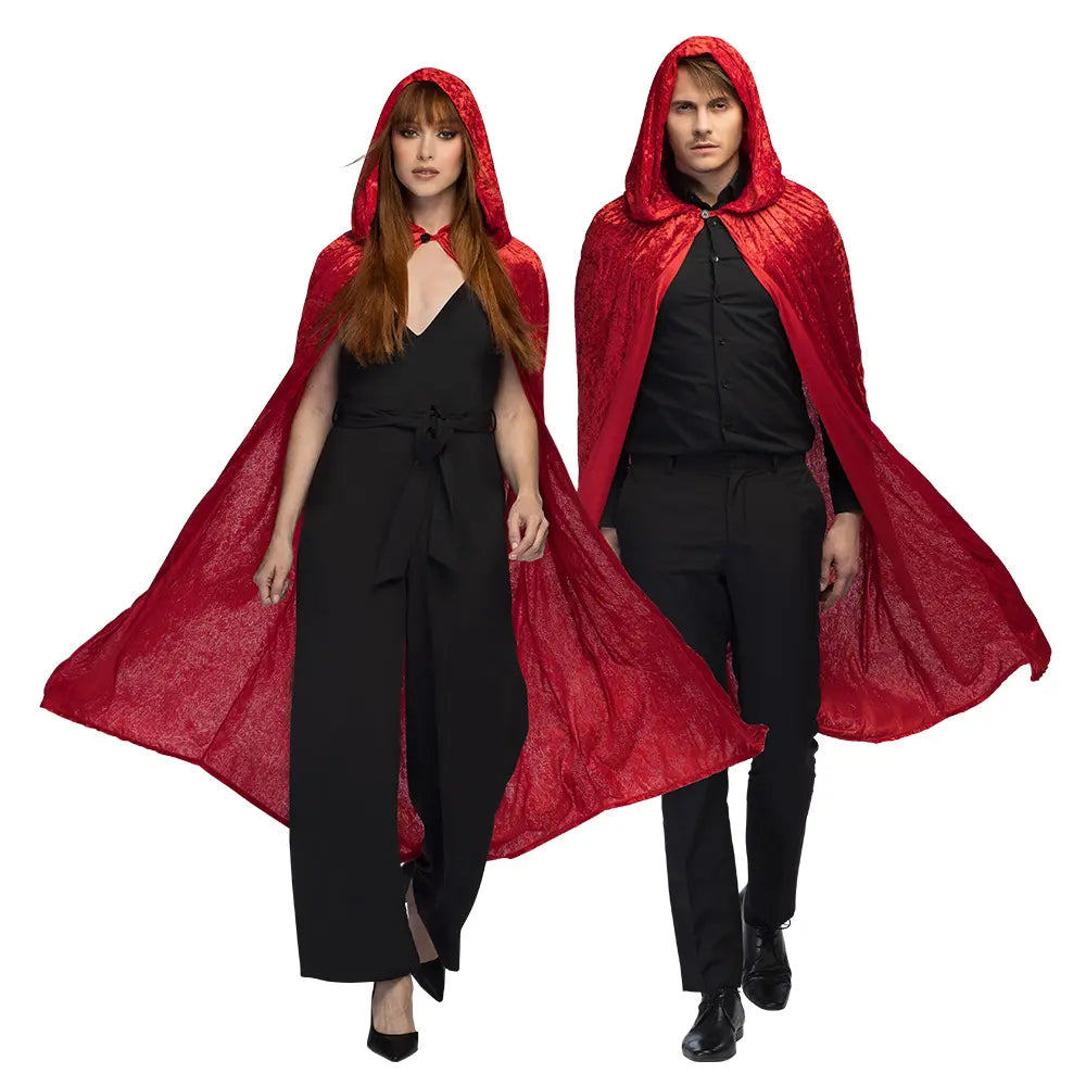 Cape à Capuche - Luxe Velours - Rouge - 170 cm