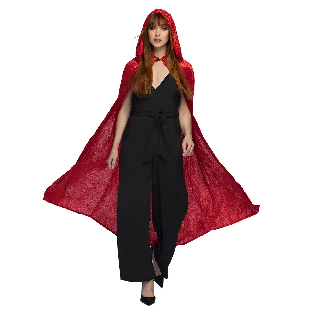Cape à Capuche - Luxe Velours - Rouge - 170 cm