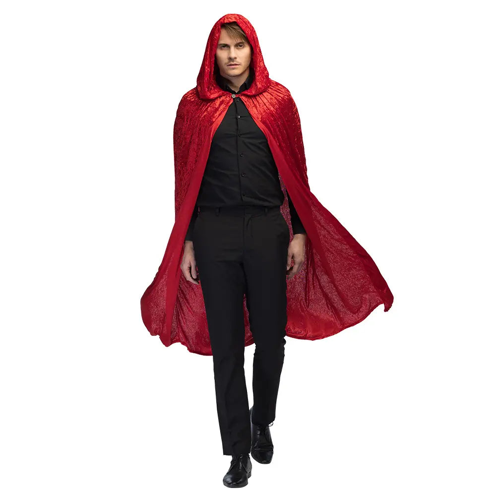 Cape à Capuche - Luxe Velours - Rouge - 170 cm