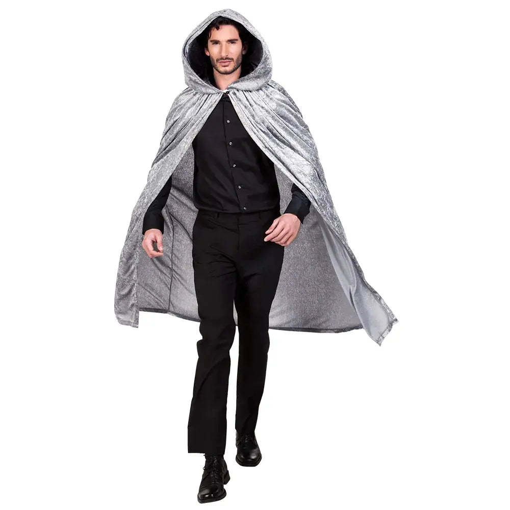 Cape à Capuche - Luxe Velours - Gris - 170 cm