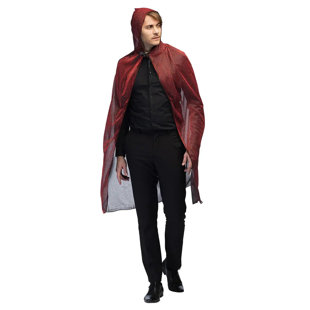 Cape à Capuche - Pailleté - Rouge - 140 cm