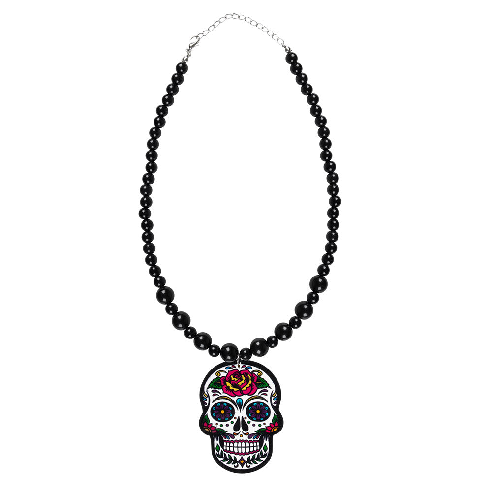 Collier de Perles avec Pendentif Tête de Mort