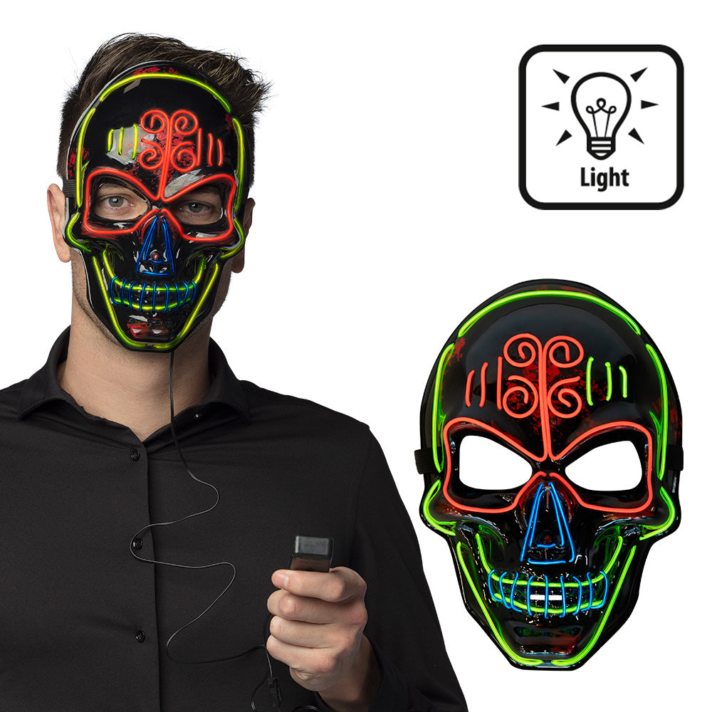 Masque lumineux LED Crâne Dia de los Muertos