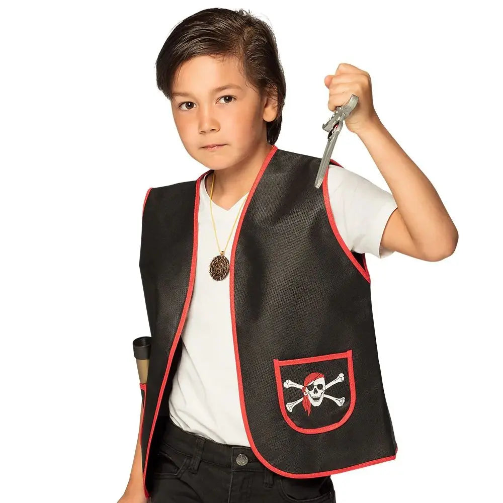 Set Accessoires de pirate - x1 télescope 18 cm, x1 poignard 23 cm, x1 amulette, x2 pièces de monnaie