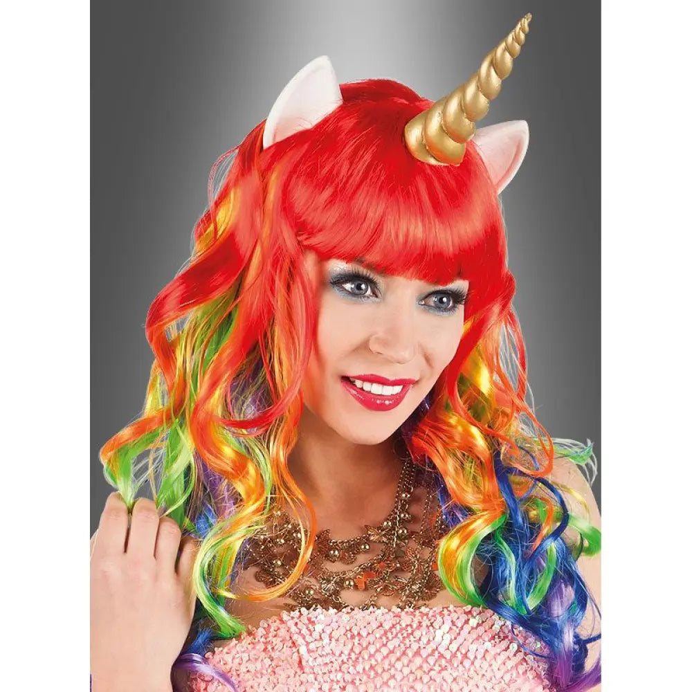 Perruque Licorne avec oreilles et corne