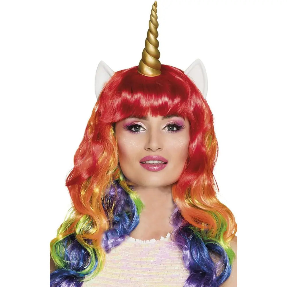 Perruque Licorne avec oreilles et corne