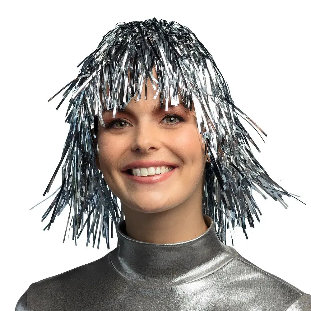 Perruque Métallique Argent