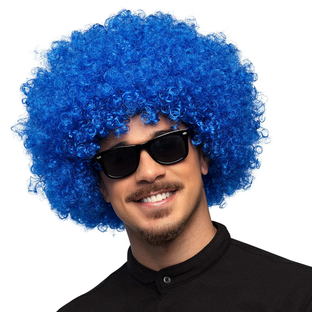 Perruque Afro Bleu