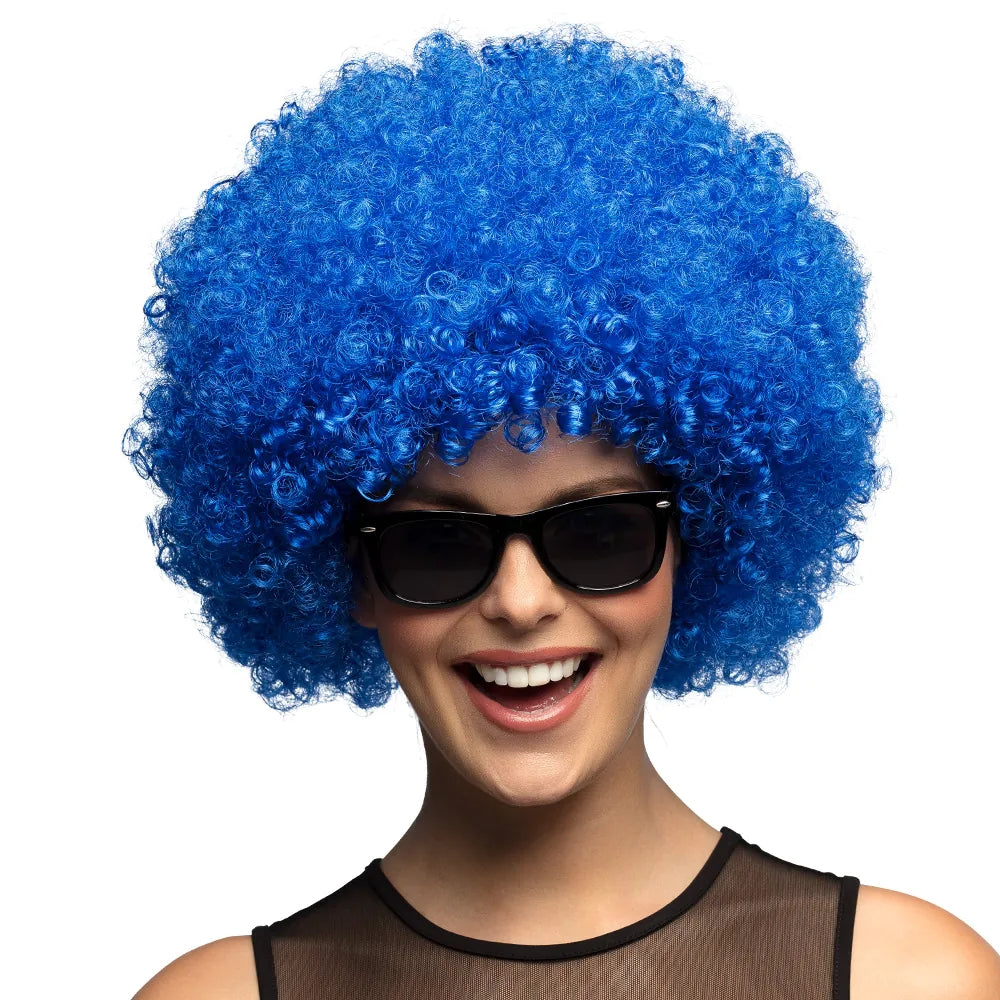 Perruque Afro Bleu