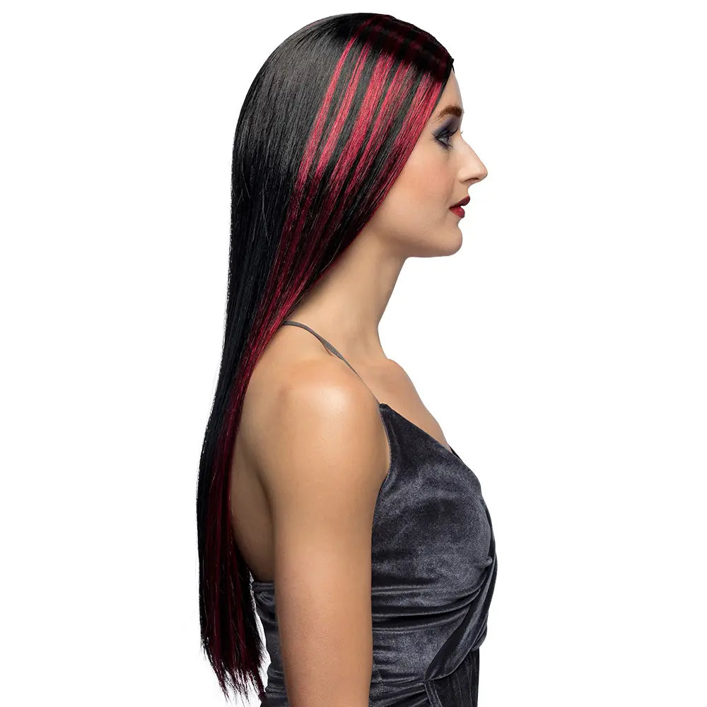 Perruque Sorcière Noir & Rouge