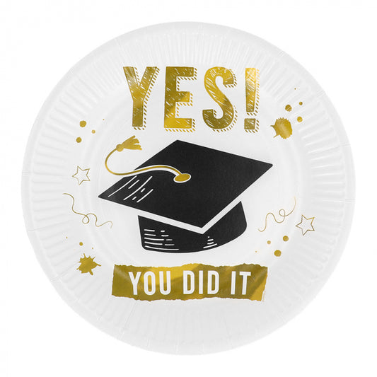 Set 8 Assiettes en papier 'YES! YOU DID IT' (Ø 23 cm)