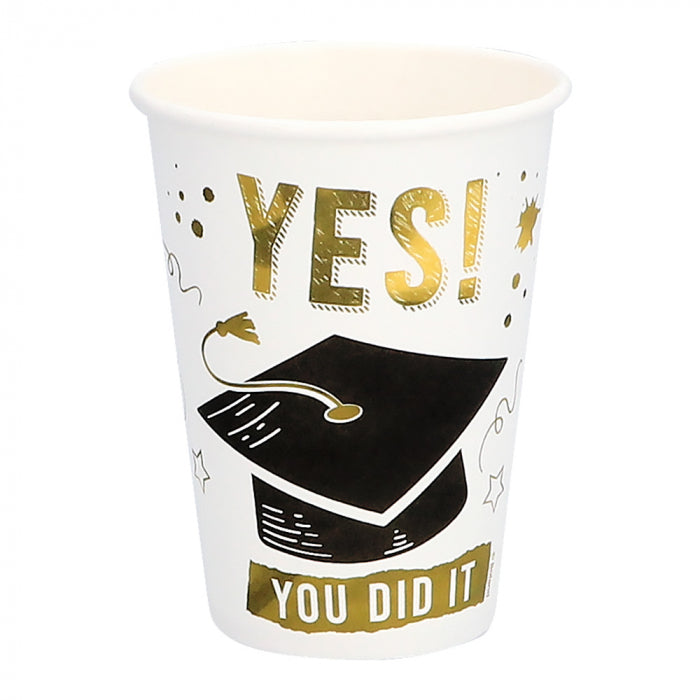 Set 8 Gobelets en papier 'YES! YOU DID IT' (21 cl)