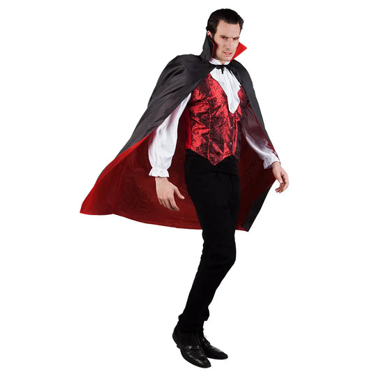 Cape avec Col Vampire - Noir ou Rouge Réversible - 120 cm