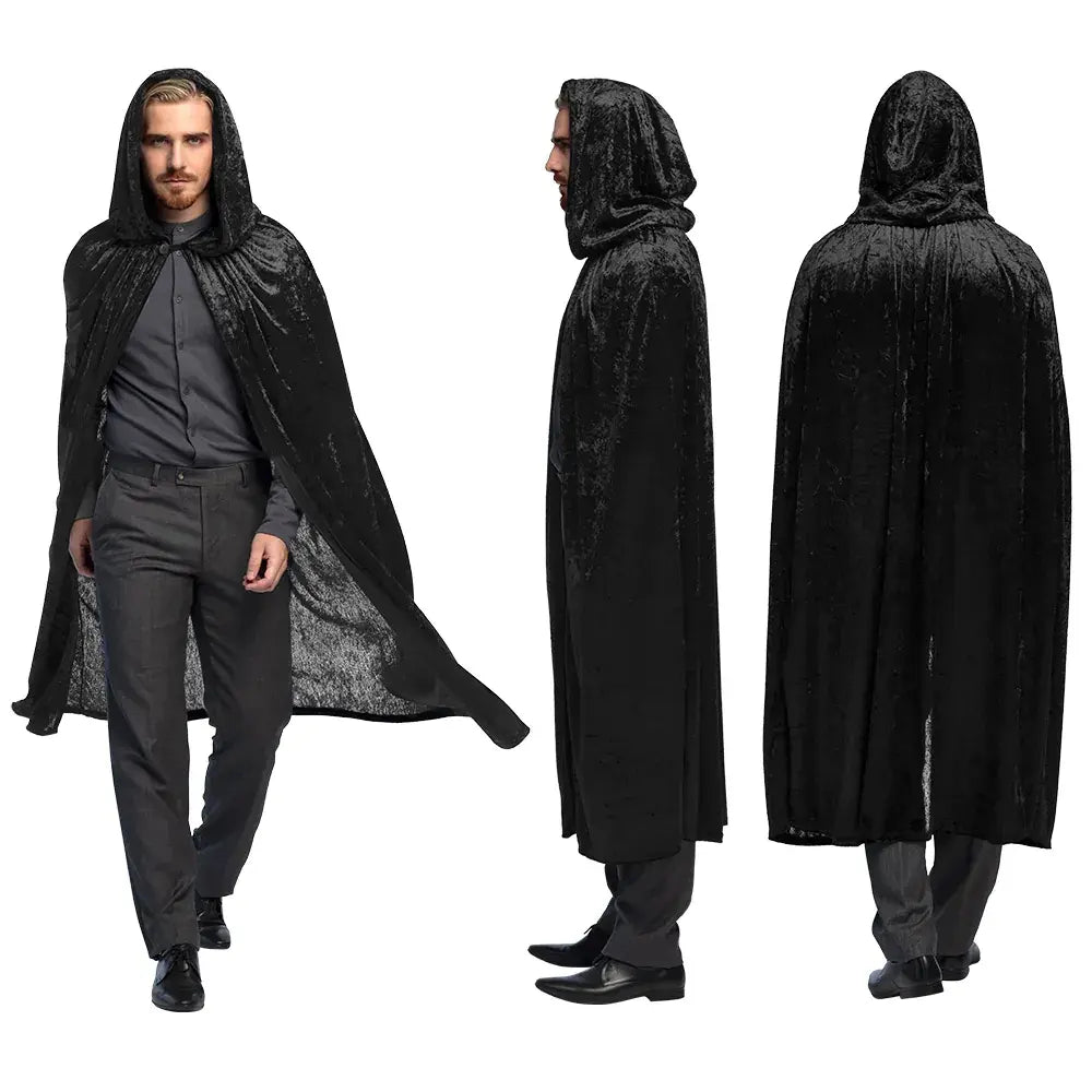 Cape à Capuche - Luxe Velours - Noir - 170 cm