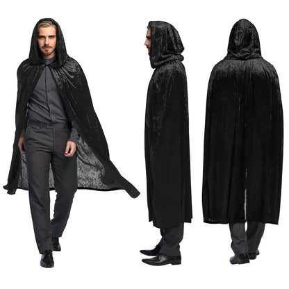 Cape à Capuche - Luxe Velours - Noir - 170 cm