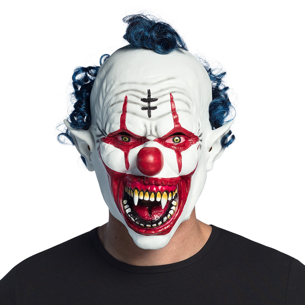 Pc. Masque tête latex Vampire clown avec cheveux